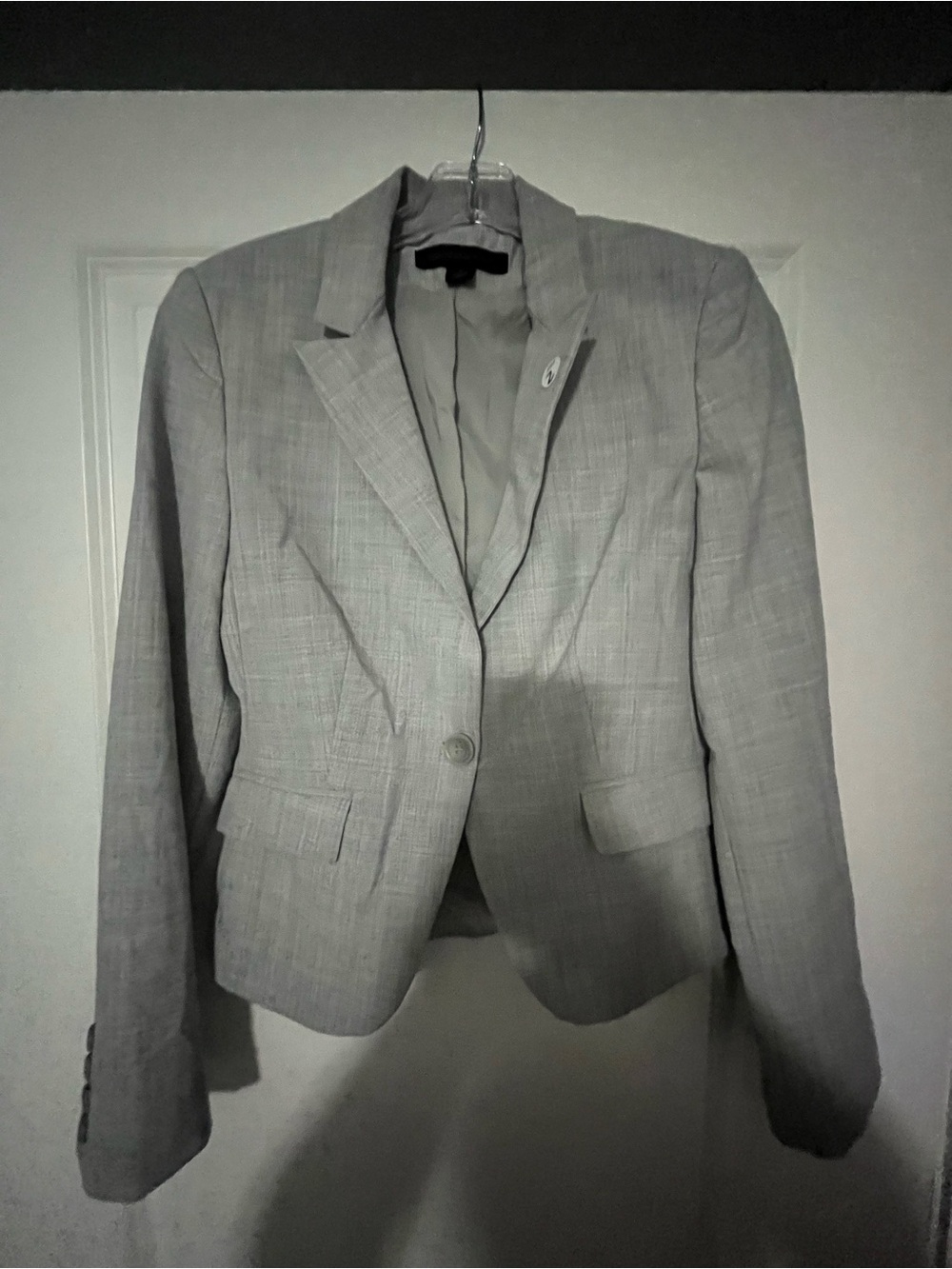 Express Light Gray Women's Blazer with Subtle Plaid Texture